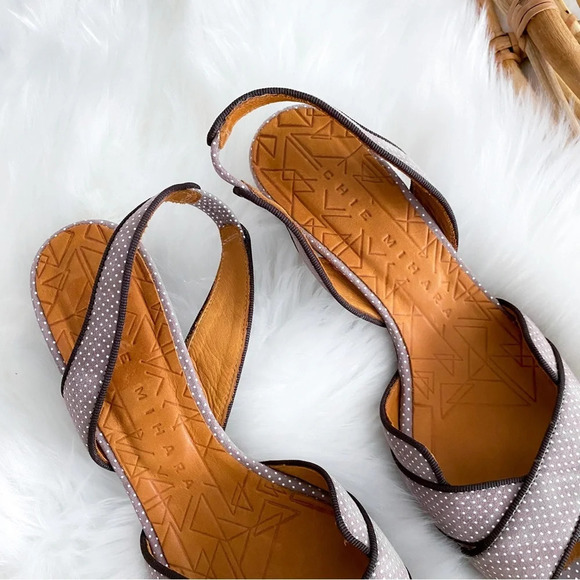 Chie Mihara Polka Dot Heels Slingback Gray Taupe Open Toe - Picture 9 of 12